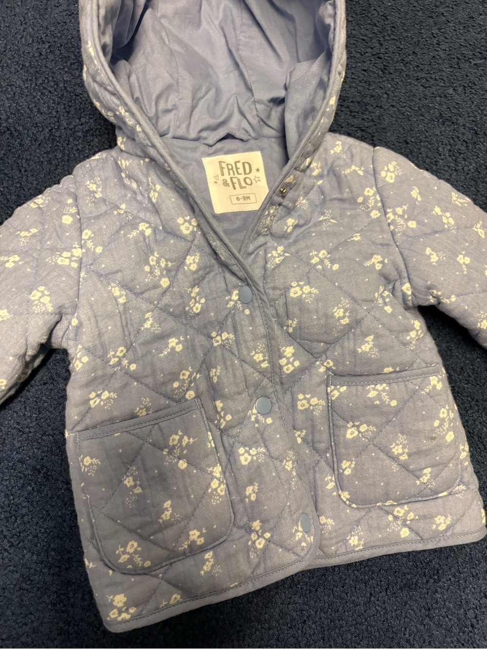 Lilac Blue Floral Quilted Jacket - Kids